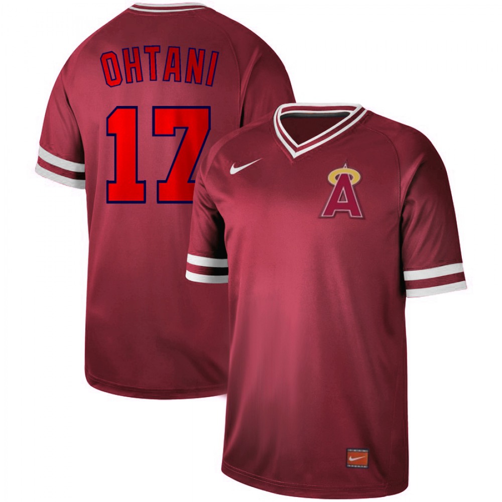 Men's Los Angeles Angels #17 Shohei Ohtani Red Cooperstown Collection Legend Stitched MLB Jersey Men's Los Angeles Angels #17 Shohei Ohtani Red Cooperstown Collection Legend Stitched MLB Jersey