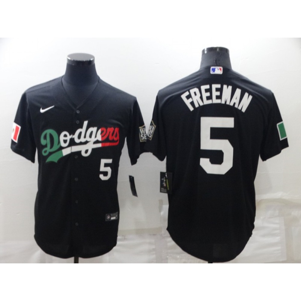 Men's Los Angeles Dodgers #5 Freddie Freeman Black Cool Base Stitched Baseball Jersey Men's Los Angeles Dodgers #5 Freddie Freeman Black Cool Base Stitched Baseball Jersey