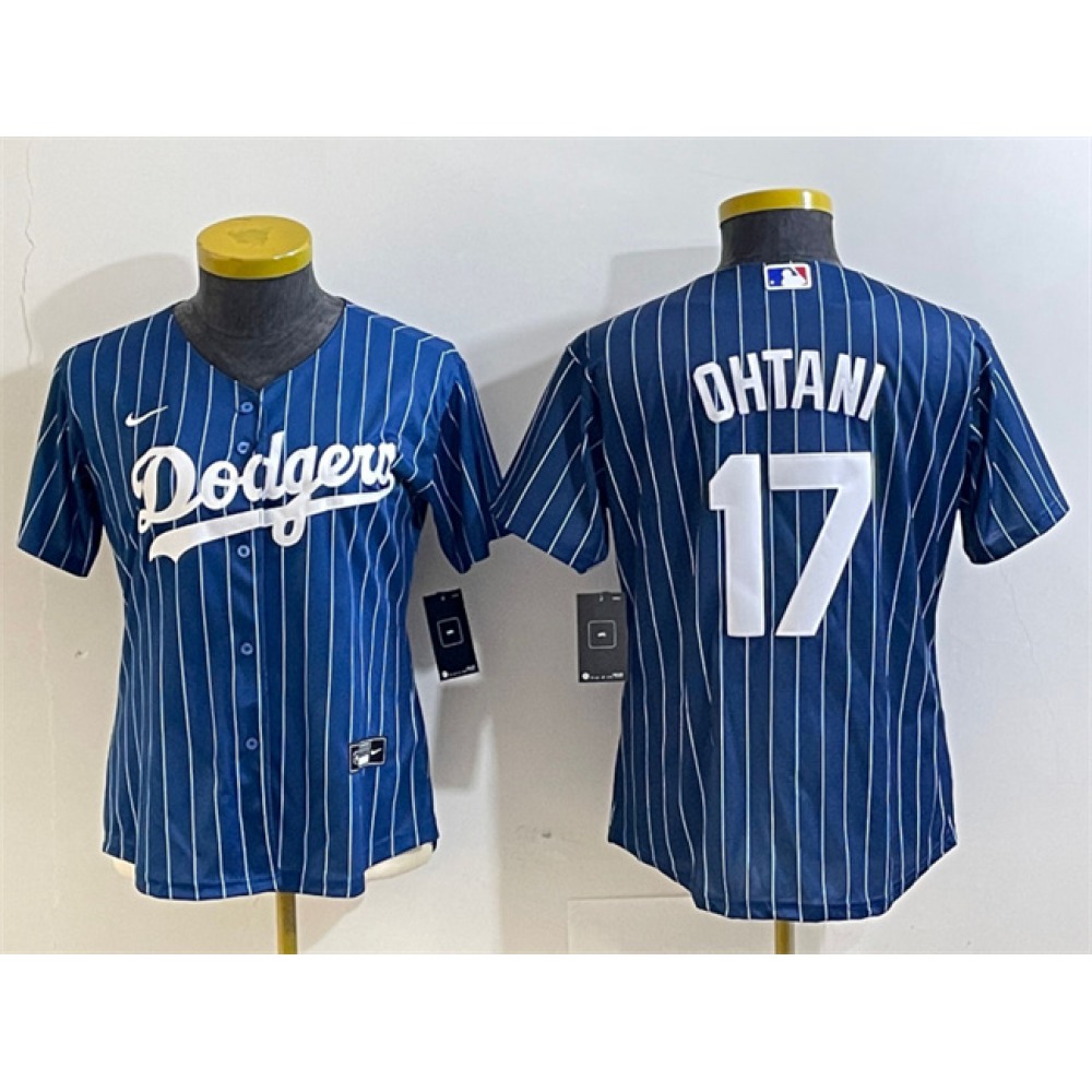 Women's Los Angeles Dodgers #17 Shohei Ohtani Navy Stitched Jersey(Run Small) Women's Los Angeles Dodgers #17 Shohei Ohtani Navy Stitched Jersey(Run Small)