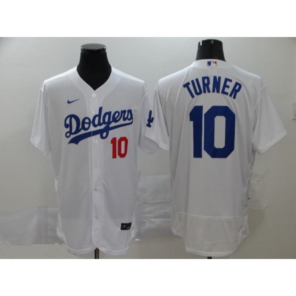 Men's Los Angeles Dodgers #10 Justin Turner White Flex Base Stitched MLB Jersey Men's Los Angeles Dodgers #10 Justin Turner White Flex Base Stitched MLB Jersey
