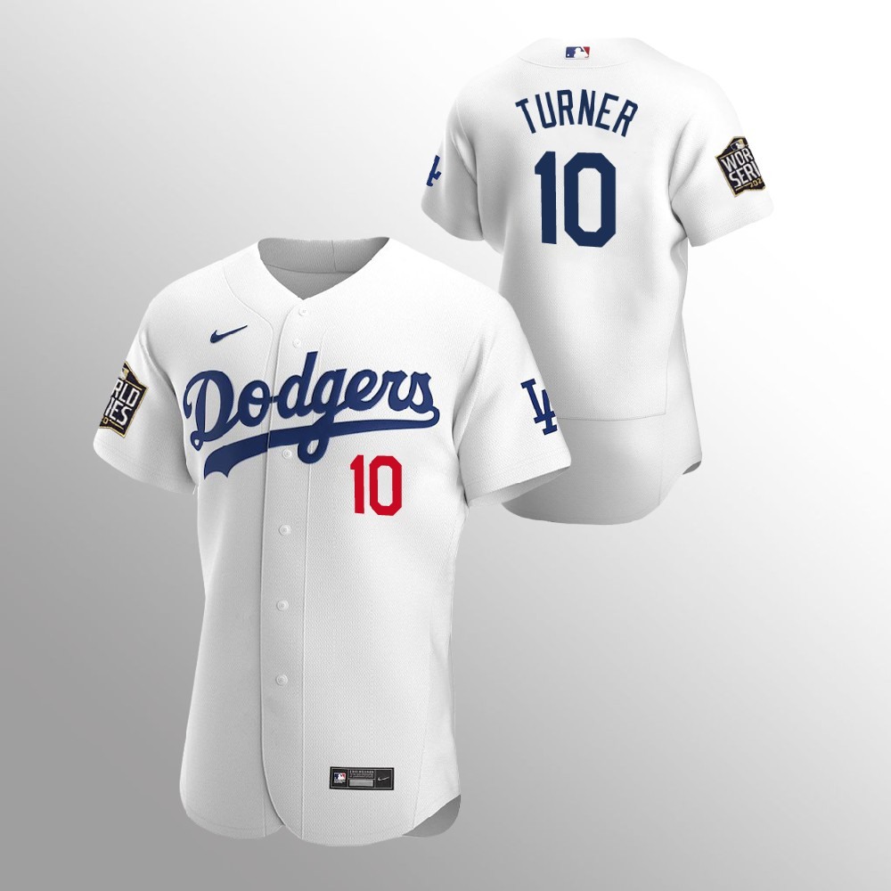 Men's Los Angeles Dodgers #10 Justin Turner White 2020 World Series Bound stitched Jersey Men's Los Angeles Dodgers #10 Justin Turner White 2020 World Series Bound stitched Jersey