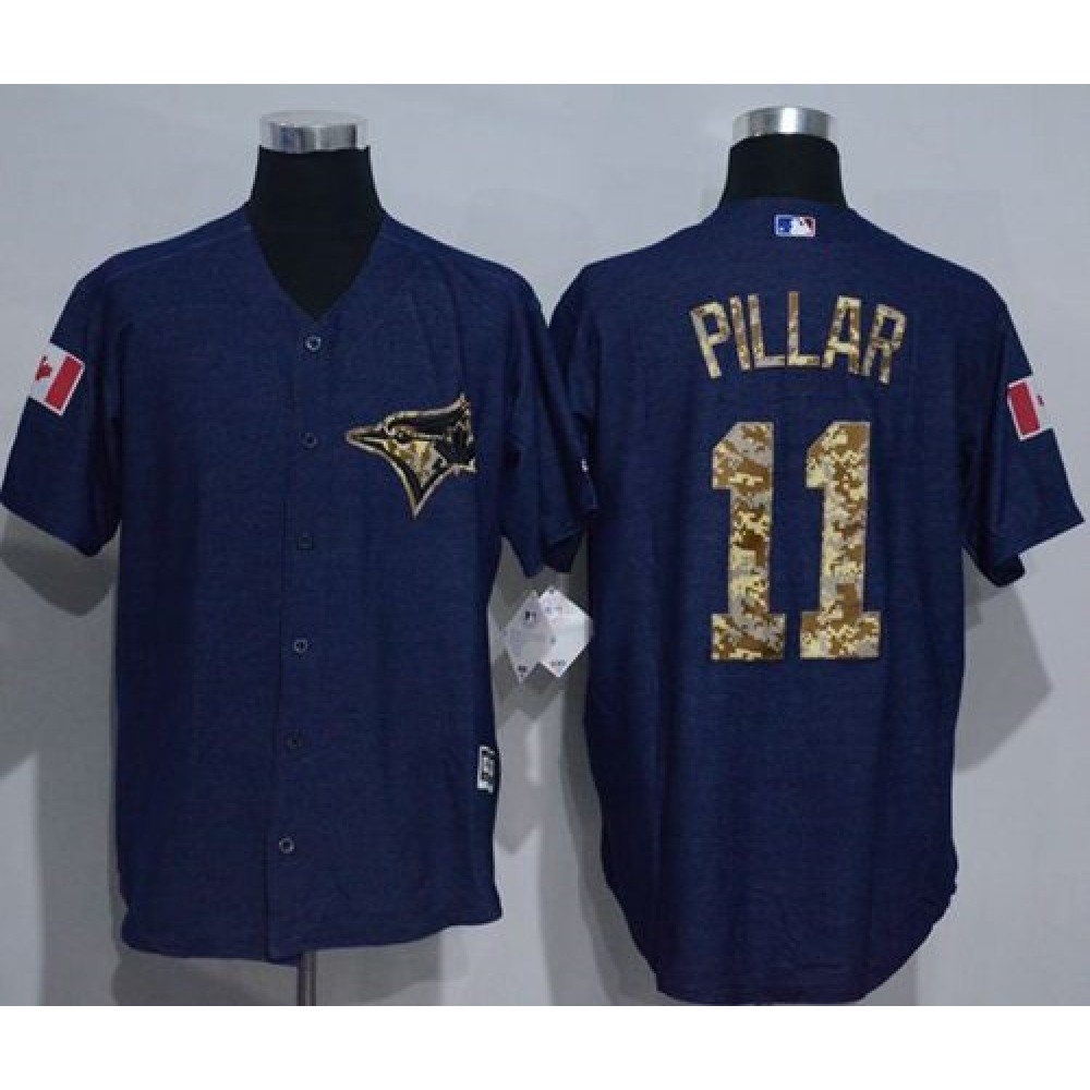 Blue Jays #11 Kevin Pillar Denim Blue Salute to Service Stitched MLB Jersey Blue Jays #11 Kevin Pillar Denim Blue Salute to Service Stitched MLB Jersey