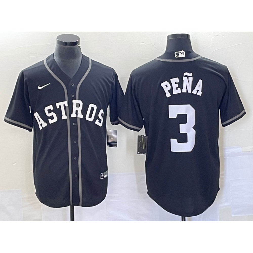 Men's Houston Astros #3 Jeremy Pena Black Cool Base Stitched Baseball Jersey Men's Houston Astros #3 Jeremy Pena Black Cool Base Stitched Baseball Jersey