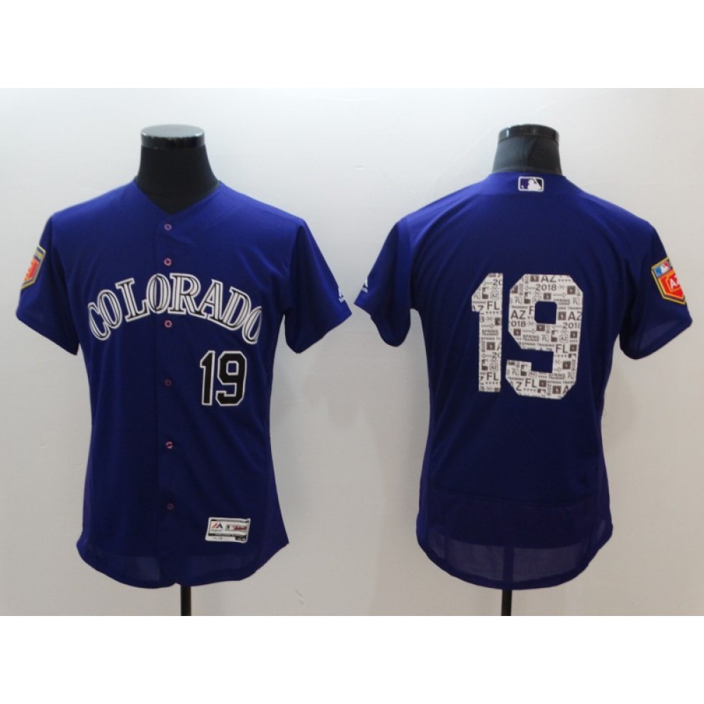 Men's Colorado Rockies #19 Charlie Blackmon Purple 2018 Spring Training Flexbase Stitched MLB Jersey Men's Colorado Rockies #19 Charlie Blackmon Purple 2018 Spring Training Flexbase Stitched MLB Jersey