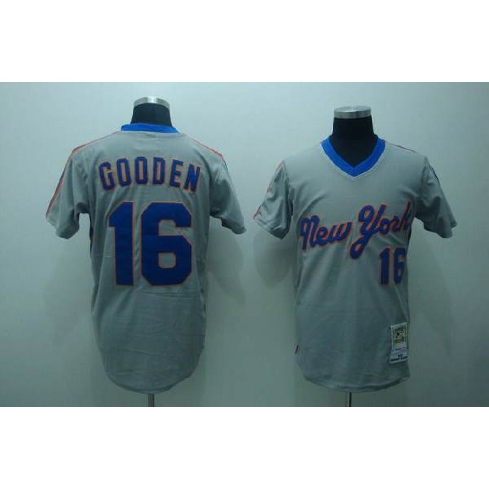 Mitchell and Ness Mets #16 Dwight Gooden Stitched Grey Throwback MLB Jersey Mitchell and Ness Mets #16 Dwight Gooden Stitched Grey Throwback MLB Jersey