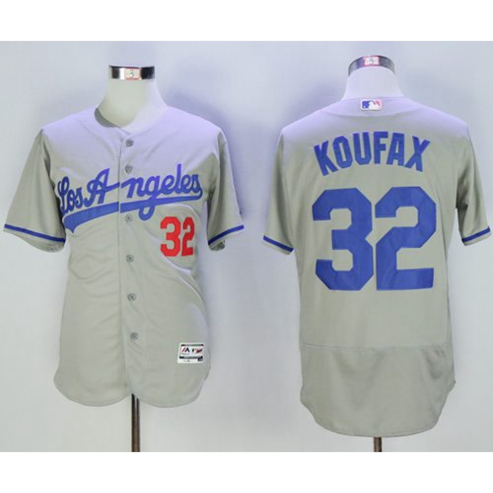 Dodgers #32 Sandy Koufax Grey Flexbase Authentic Collection Road Stitched MLB Jersey Dodgers #32 Sandy Koufax Grey Flexbase Authentic Collection Road Stitched MLB Jersey