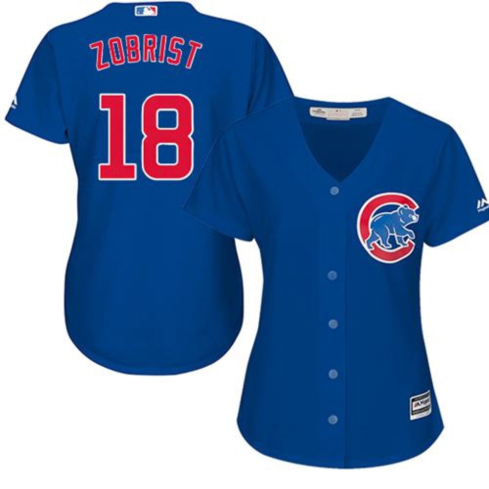 Cubs #18 Ben Zobrist Blue Alternate Women's Stitched MLB Jersey Cubs #18 Ben Zobrist Blue Alternate Women's Stitched MLB Jersey