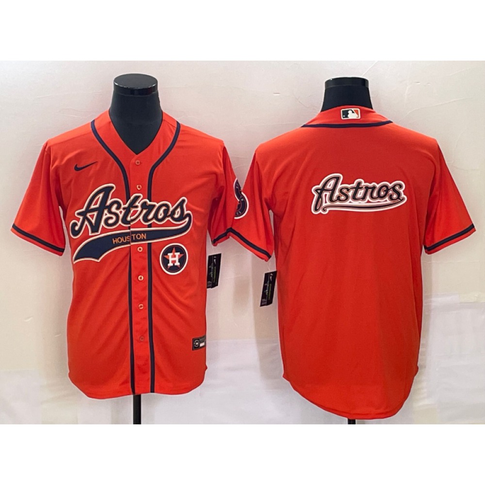 Men's Houston Astros Orange Team Big Logo With Patch Cool Base Stitched Baseball Jersey Men's Houston Astros Orange Team Big Logo With Patch Cool Base Stitched Baseball Jersey