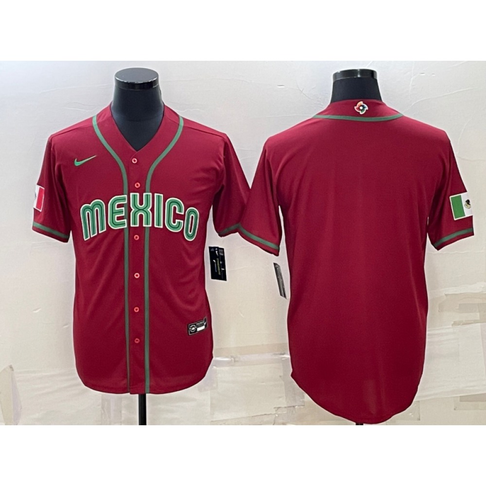 Men's Mexico Baseball Blank 2023 Red World Baseball Classic Stitched Jersey Men's Mexico Baseball Blank 2023 Red World Baseball Classic Stitched Jersey