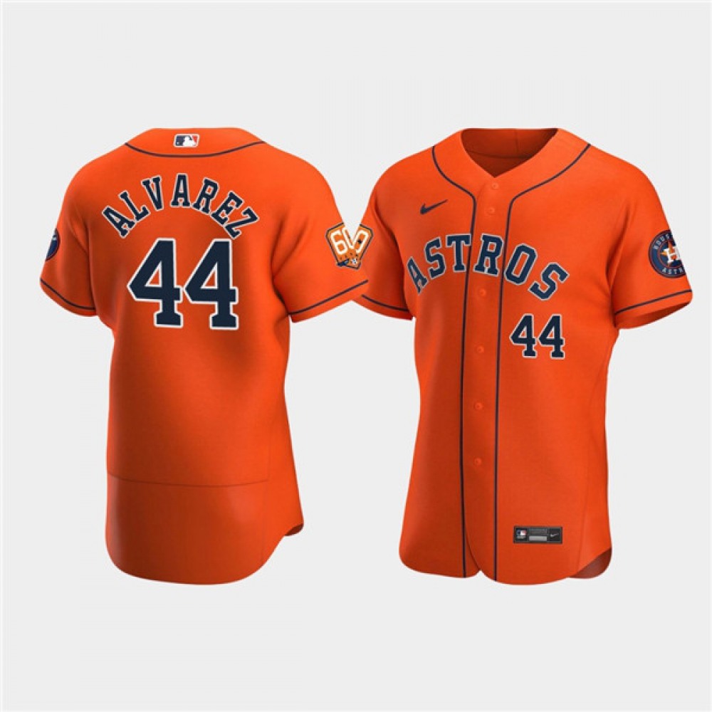 Men's Houston Astros #44 Yordan Alvarez Orange 60th Anniversary Flex Base Stitched Baseball Jersey Men's Houston Astros #44 Yordan Alvarez Orange 60th Anniversary Flex Base Stitched Baseball Jersey