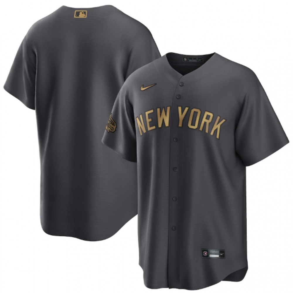Men's New York Yankees Blank 2022 All-Star Charcoal Cool Base Stitched Baseball Jersey Men's New York Yankees Blank 2022 All-Star Charcoal Cool Base Stitched Baseball Jersey