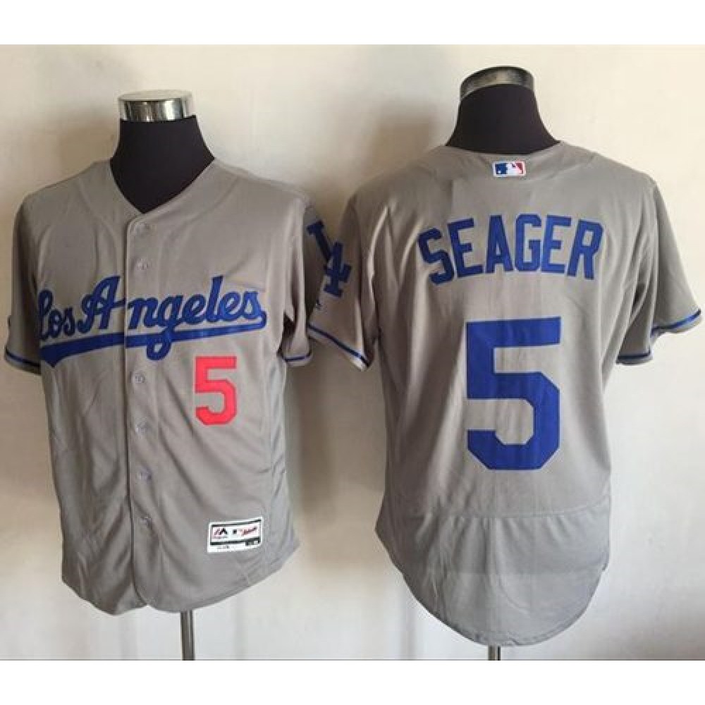 Dodgers #5 Corey Seager Grey Flexbase Authentic Collection Road Stitched MLB Jersey Dodgers #5 Corey Seager Grey Flexbase Authentic Collection Road Stitched MLB Jersey