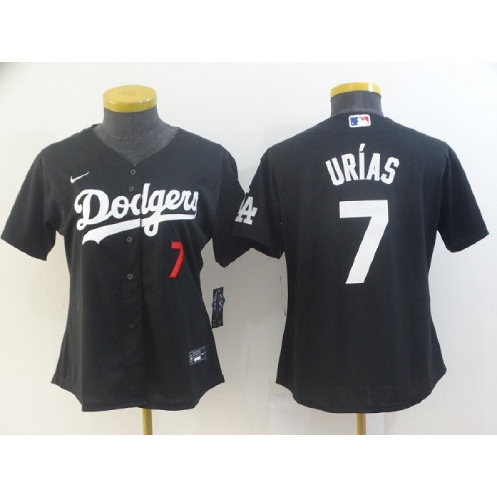 Women's Los Angeles Dodgers #7 Julio Urias Black Cool Base Stitched Jersey(Run Small) Women's Los Angeles Dodgers #7 Julio Urias Black Cool Base Stitched Jersey(Run Small)