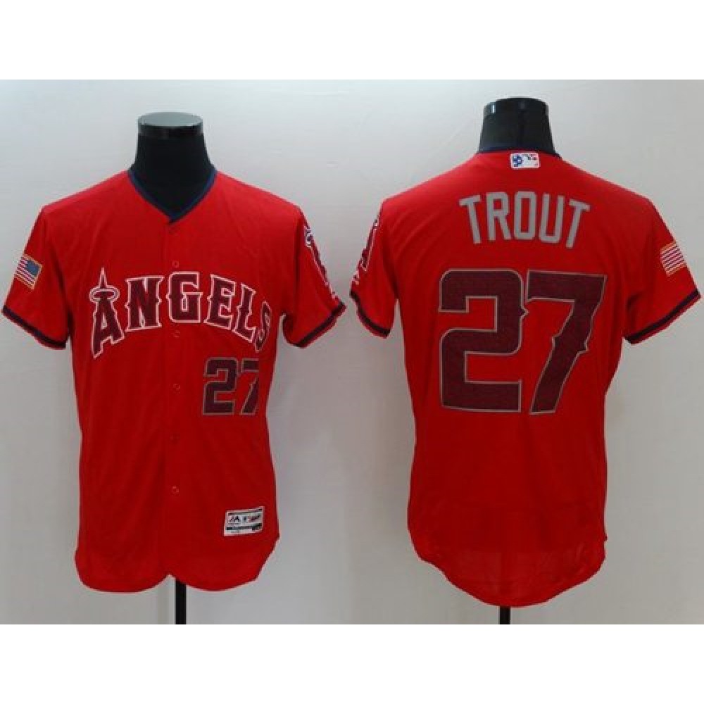 Angels of Anaheim #27 Mike Trout Red Fashion Stars & Stripes Flexbase Authentic Stitched MLB Jersey Angels of Anaheim #27 Mike Trout Red Fashion Stars & Stripes Flexbase Authentic Stitched MLB Jersey