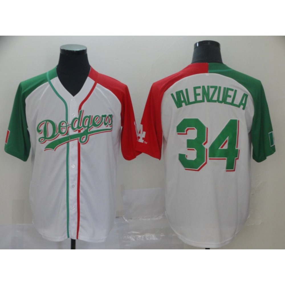 Men's Los Angeles Dodgers #34 Fernando Valenzuela Mexican Heritage Culture Night MLB Jersey Men's Los Angeles Dodgers #34 Fernando Valenzuela Mexican Heritage Culture Night MLB Jersey