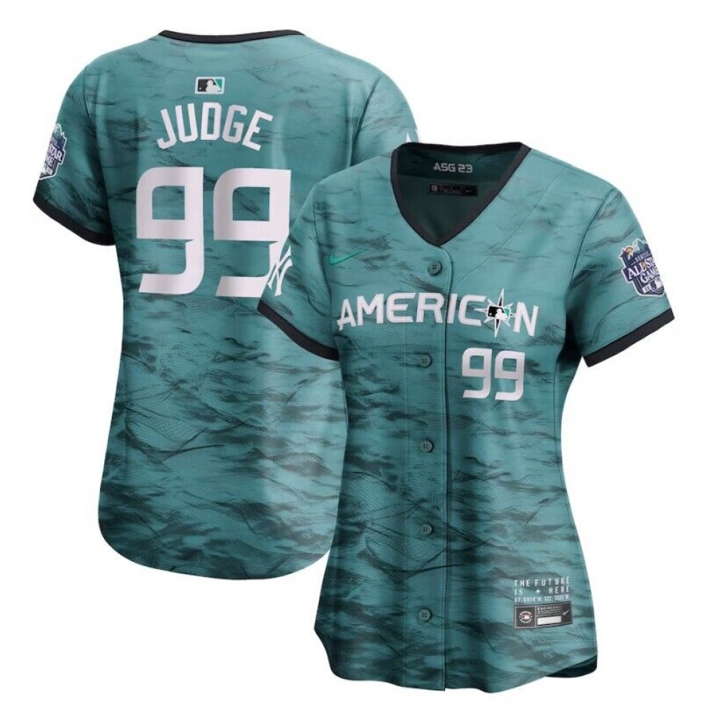 Women's New York Yankees #99 Aaron Judge Teal 2023 Alls-star Cool Base Stitched Jersey(Run Small) Women's New York Yankees #99 Aaron Judge Teal 2023 Alls-star Cool Base Stitched Jersey(Run Small)