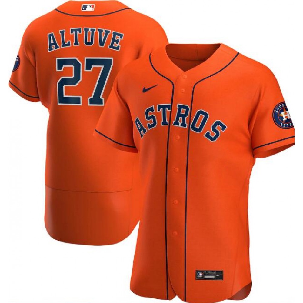Men's Houston Astros #27 Jose Altuve Orange Flex Base Stitched Jersey Men's Houston Astros #27 Jose Altuve Orange Flex Base Stitched Jersey