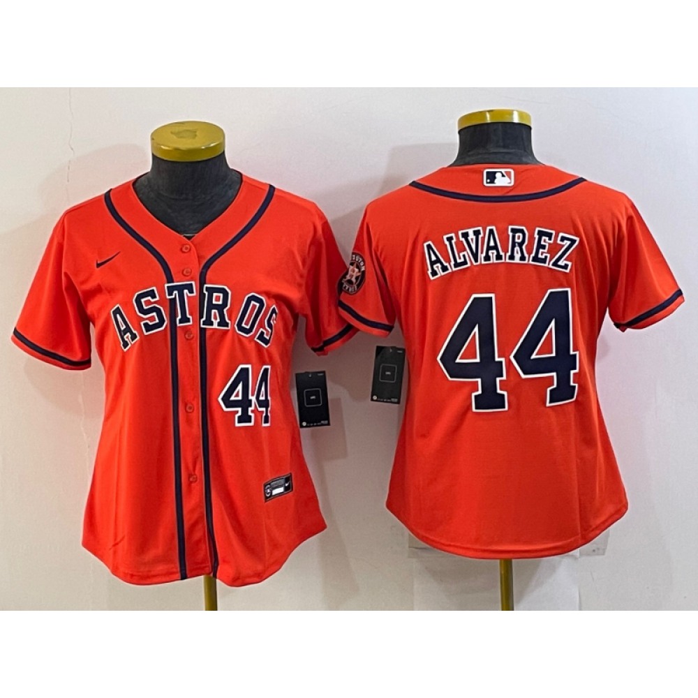 Women's Houston Astros #44 Yordan Alvarez Orange With Patch Cool Base Stitched Baseball Jersey(Run Small) Women's Houston Astros #44 Yordan Alvarez Orange With Patch Cool Base Stitched Baseball Jersey(Run Small)