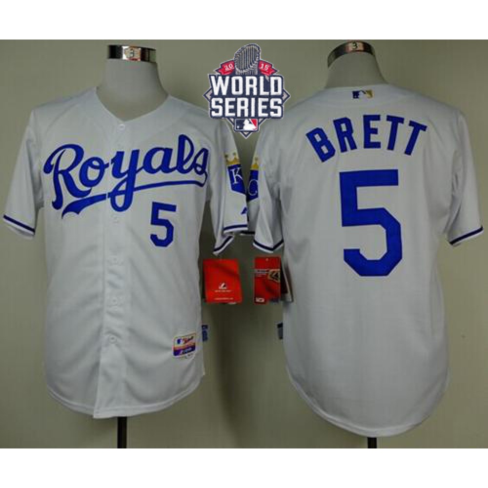 Royals #5 George Brett White Cool Base W/2015 World Series Patch Stitched MLB Jersey Royals #5 George Brett White Cool Base W/2015 World Series Patch Stitched MLB Jersey