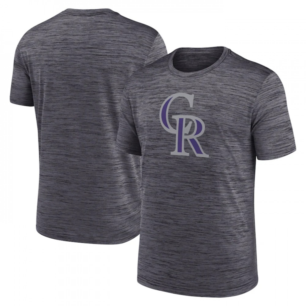 Men's Colorado Rockies Grey Team Logo Velocity Performance T-Shirt Men's Colorado Rockies Grey Team Logo Velocity Performance T-Shirt