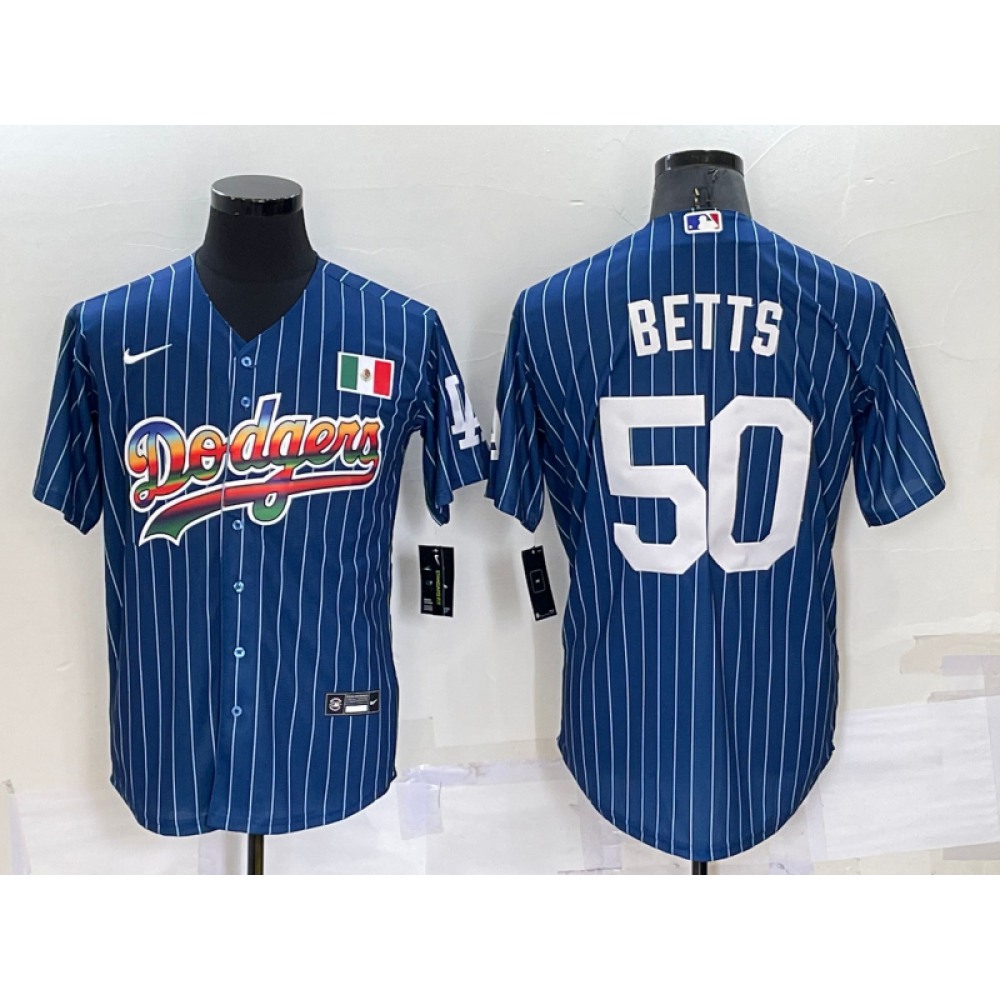 Men's Los Angeles Dodgers #50 Mookie Betts Navy Mexico Rainbow Cool Base Stitched Baseball Jersey Men's Los Angeles Dodgers #50 Mookie Betts Navy Mexico Rainbow Cool Base Stitched Baseball Jersey