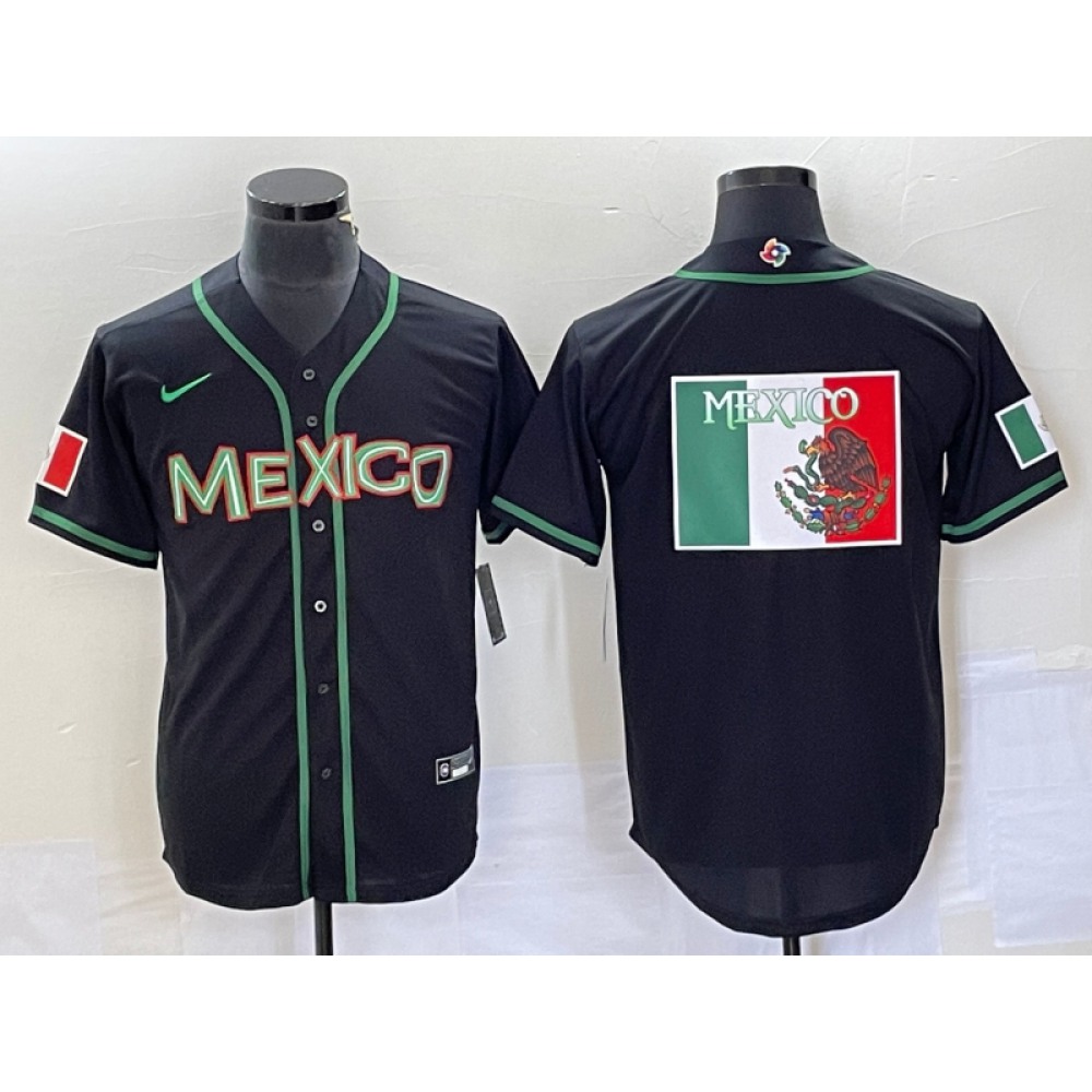Men's Mexico Baseball 2023 Black World Baseball Classic Team Big Logo Stitched Jersey Men's Mexico Baseball 2023 Black World Baseball Classic Team Big Logo Stitched Jersey