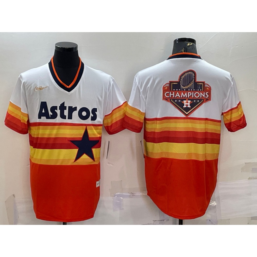 Men's Houston Astros Orange/White 2022 World Series Champions Team Big Logo Cool Base Stitched Jersey Men's Houston Astros Orange/White 2022 World Series Champions Team Big Logo Cool Base Stitched Jersey