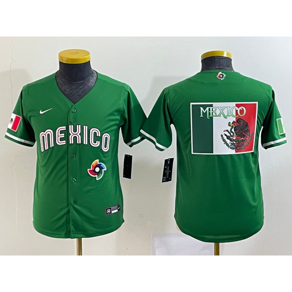 Youth Mexico Baseball 2023 Black Big Logo World Baseball Classic Stitched Jersey Youth Mexico Baseball 2023 Black Big Logo World Baseball Classic Stitched Jersey