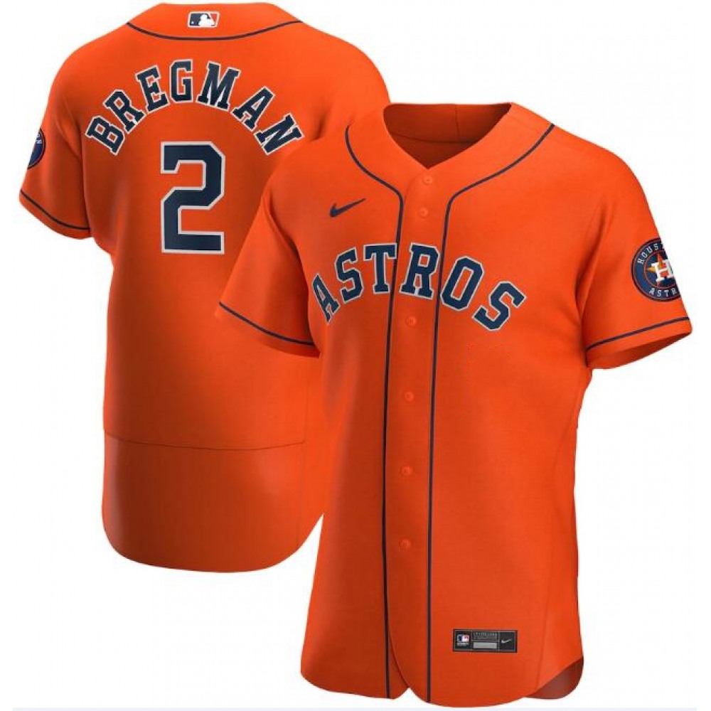 Men's Houston Astros #2 Alex Bregman Orange Flex Base Stitched Jersey Men's Houston Astros #2 Alex Bregman Orange Flex Base Stitched Jersey