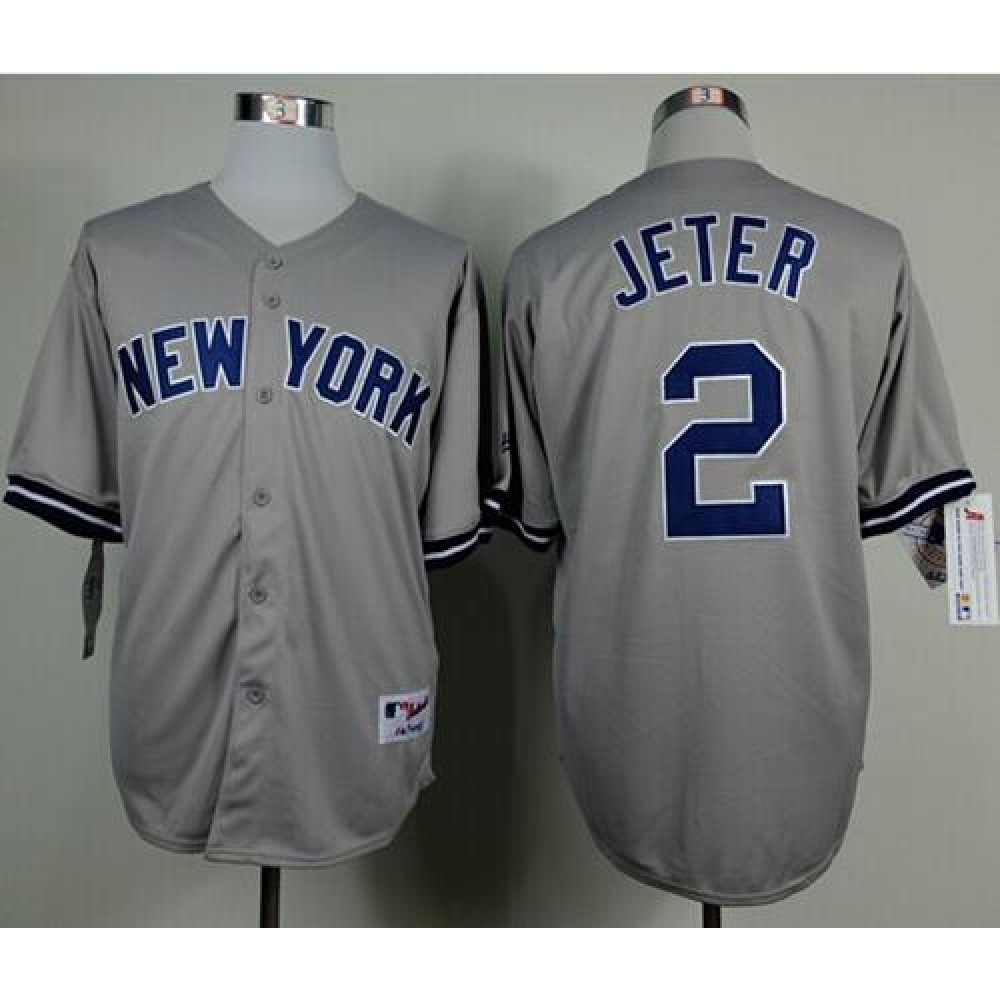 Yankees #2 Derek Jeter Grey Name On Back Stitched MLB Jersey Yankees #2 Derek Jeter Grey Name On Back Stitched MLB Jersey