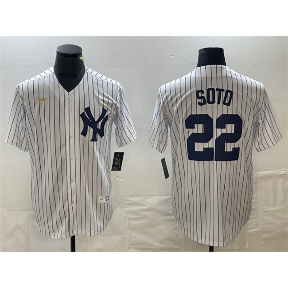 Men's New York Yankees #22 Juan Soto White Cool Base Stitched Baseball Jersey Men's New York Yankees #22 Juan Soto White Cool Base Stitched Baseball Jersey