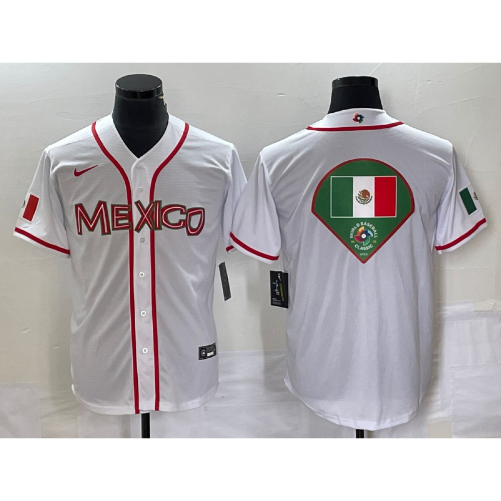 Men's Mexico Baseball 2023 White World Baseball Classic Team Big Logo Stitched Jersey Men's Mexico Baseball 2023 White World Baseball Classic Team Big Logo Stitched Jersey
