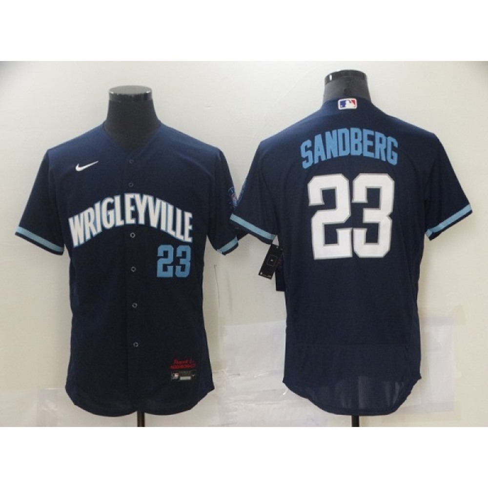 Men's Chicago Cubs #23 Ryne Sandberg 2021 Navy City Connect Stitched Jersey Men's Chicago Cubs #23 Ryne Sandberg 2021 Navy City Connect Stitched Jersey