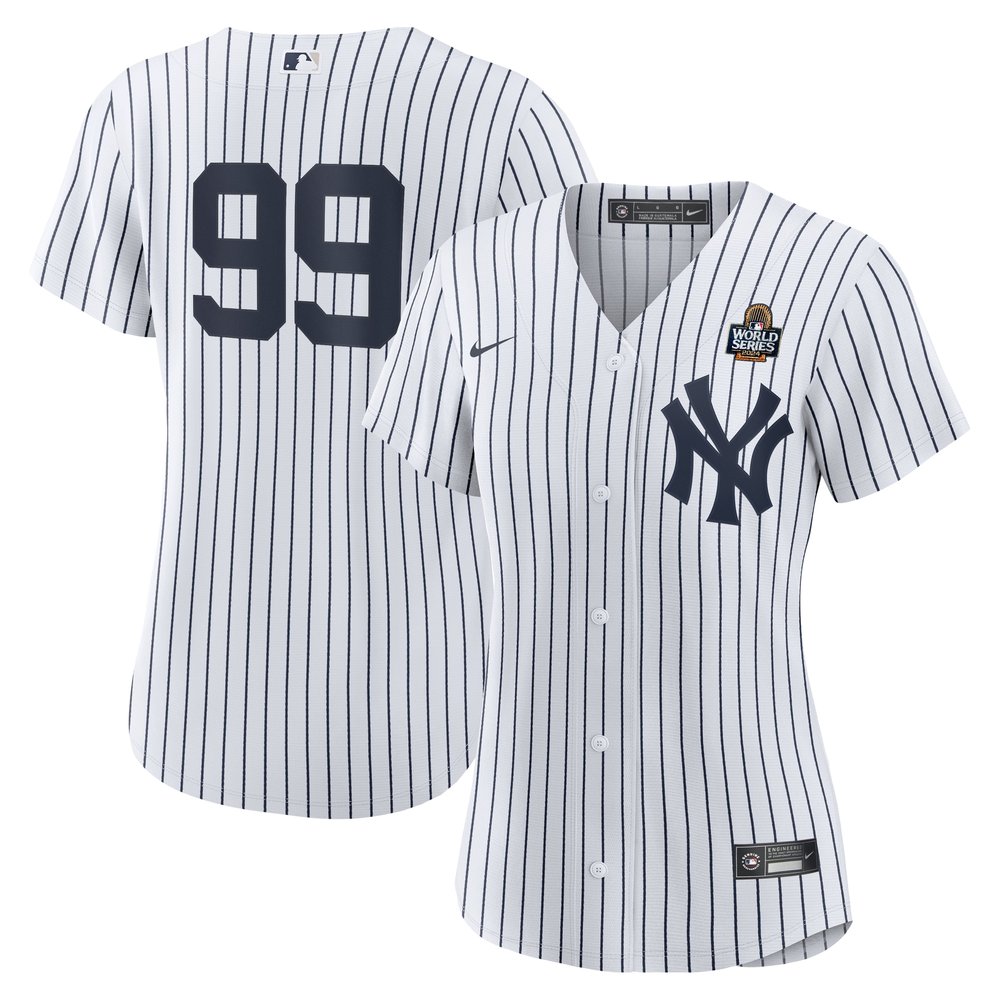 Women's New York Yankees Aaron Judge Nike White 2024 World Series Home Replica Player Jersey Women's New York Yankees Aaron Judge Nike White 2024 World Series Home Replica Player Jersey