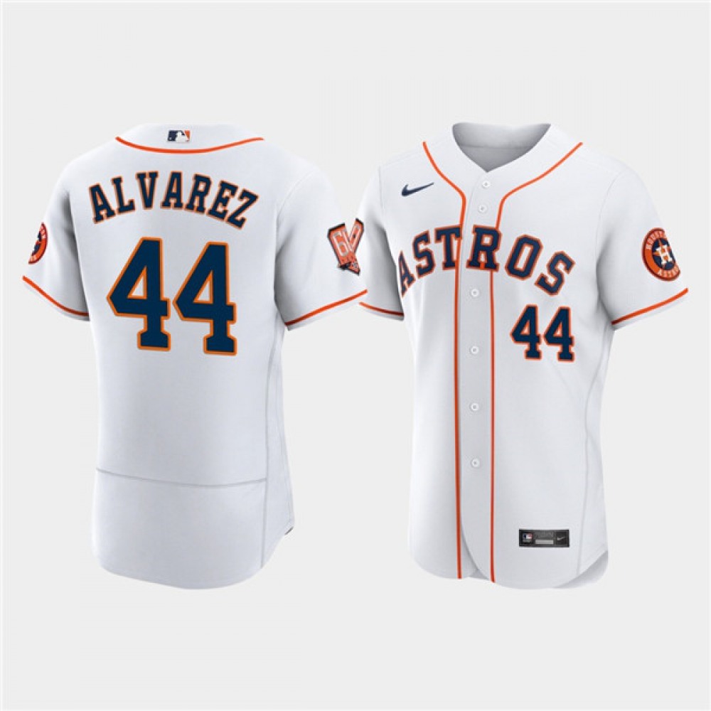 Men's Houston Astros #44 Yordan Alvarez White 60th Anniversary Flex Base Stitched Baseball Jersey Men's Houston Astros #44 Yordan Alvarez White 60th Anniversary Flex Base Stitched Baseball Jersey