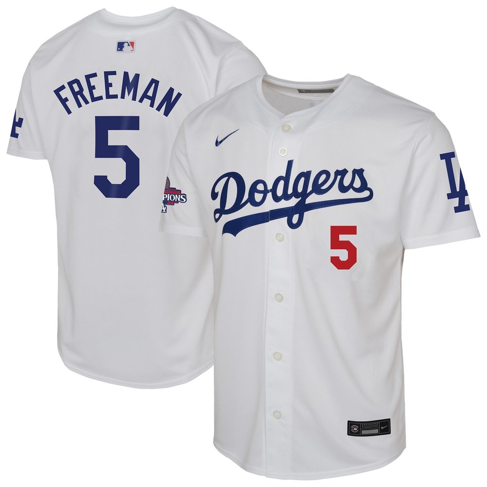 Youth Los Angeles Dodgers Freddie Freeman Nike White 2024 World Series Champions Limited Player Jersey Youth Los Angeles Dodgers Freddie Freeman Nike White 2024 World Series Champions Limited Player Jersey