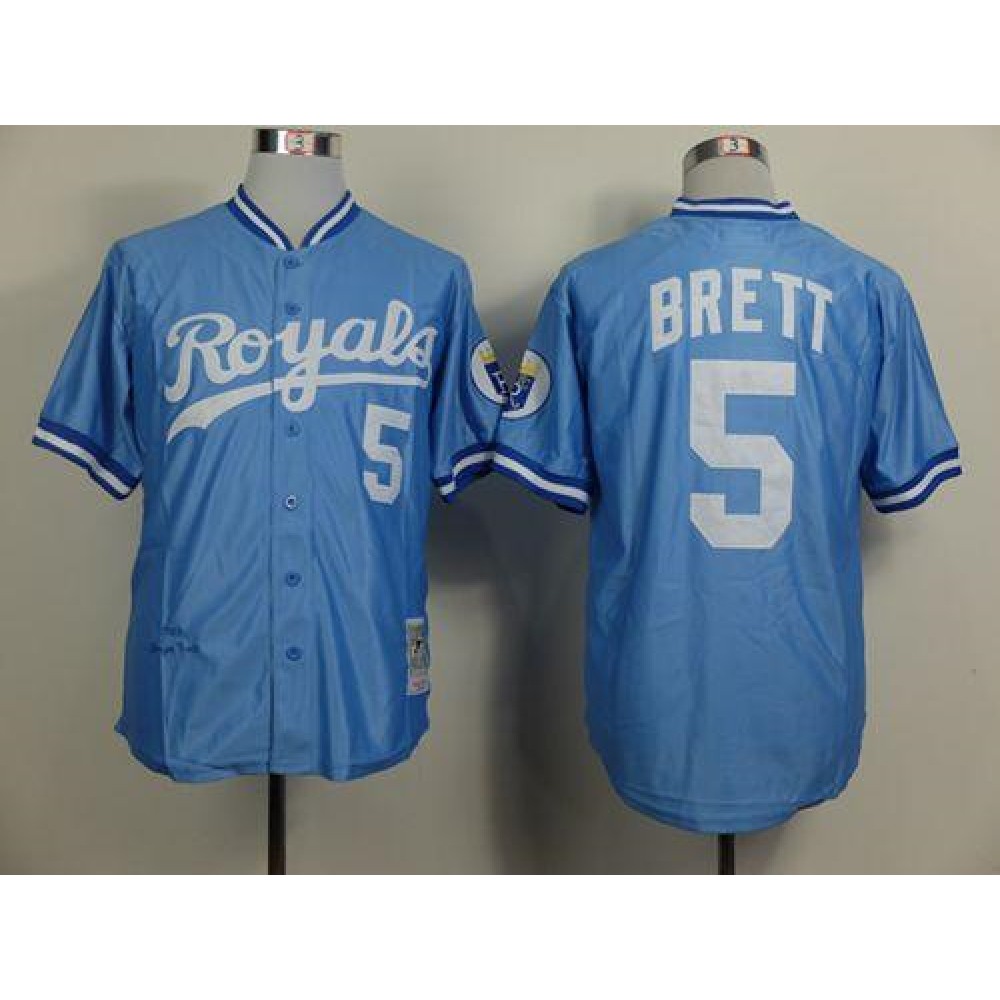 Mitchell and Ness Royals #5 George Brett Light Blue Throwback Stitched MLB Jersey Mitchell and Ness Royals #5 George Brett Light Blue Throwback Stitched MLB Jersey