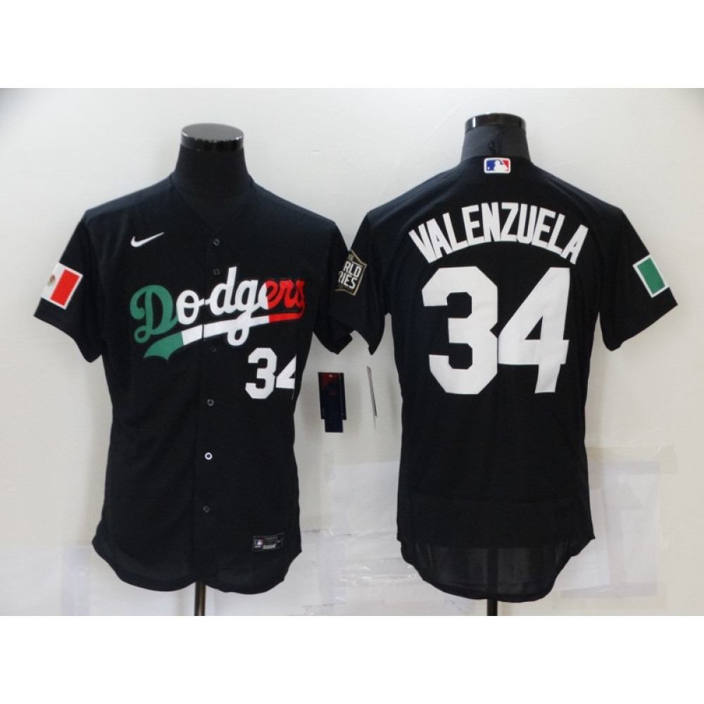Men's Los Angeles Dodgers #34 Toro Valenzuela Black World Series Stitched Jersey