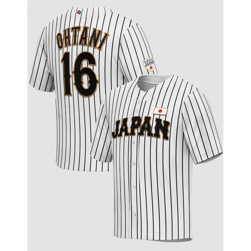 Men's Japan Baseball #16 Shohei Ohtani 2023 White World Baseball Classic Stitched Jersey Men's Japan Baseball #16 Shohei Ohtani 2023 White World Baseball Classic Stitched Jersey