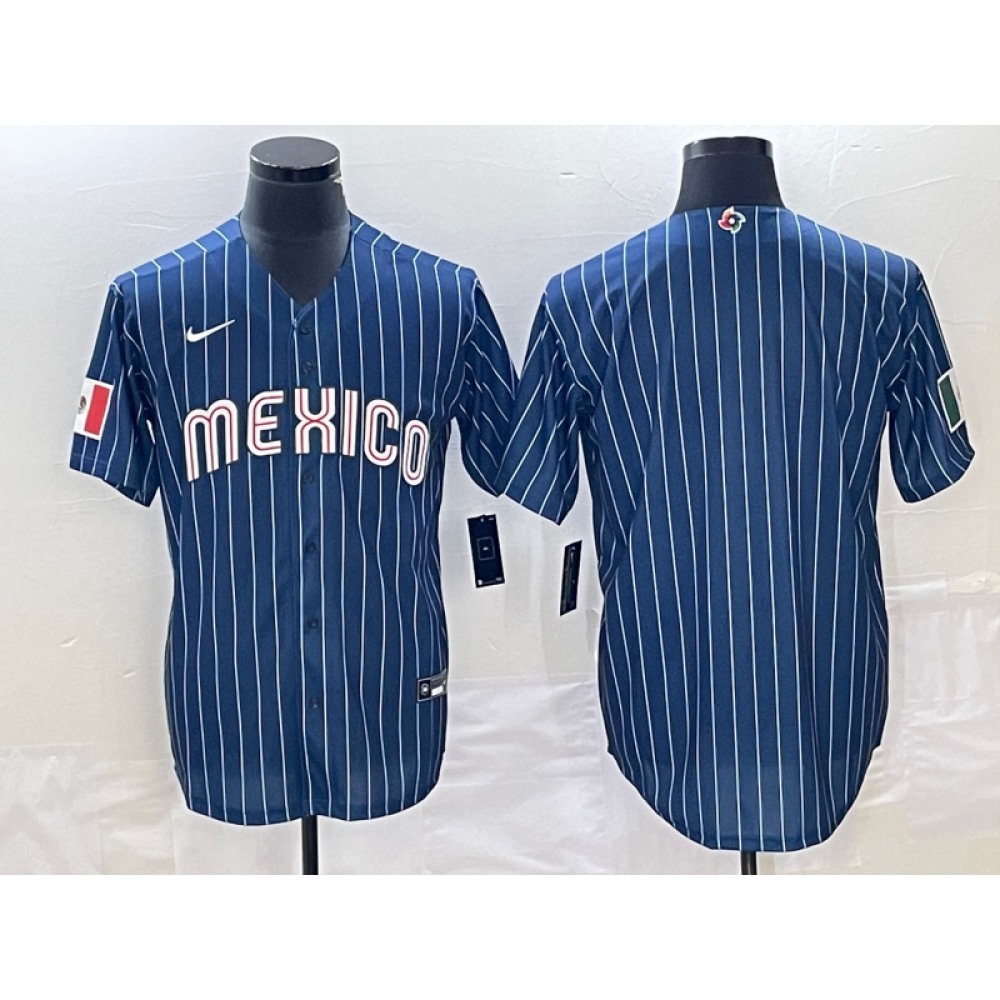 Men's Mexico Baseball Blank Navy World Baseball Classic Stitched Jersey
