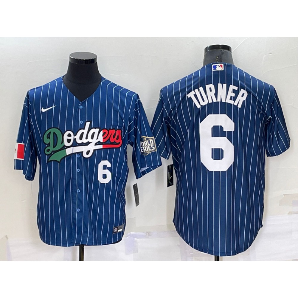 Men's Los Angeles Dodgers #6 Trea Turner Navy Mexico World Series Cool Base Stitched Baseball Jersey Men's Los Angeles Dodgers #6 Trea Turner Navy Mexico World Series Cool Base Stitched Baseball Jersey
