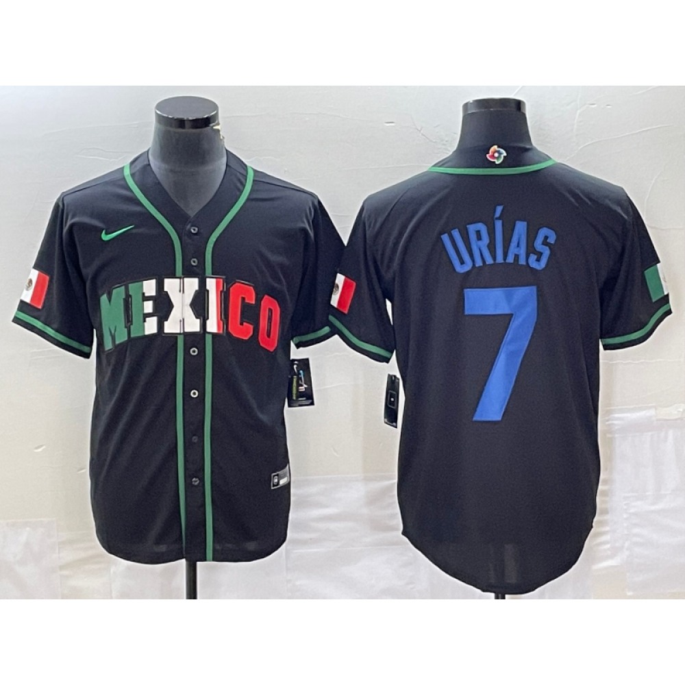 Men's Mexico Baseball #7 Julio Urias 2023 Black World Baseball With Patch Classic Stitched Jersey Men's Mexico Baseball #7 Julio Urias 2023 Black World Baseball With Patch Classic Stitched Jersey