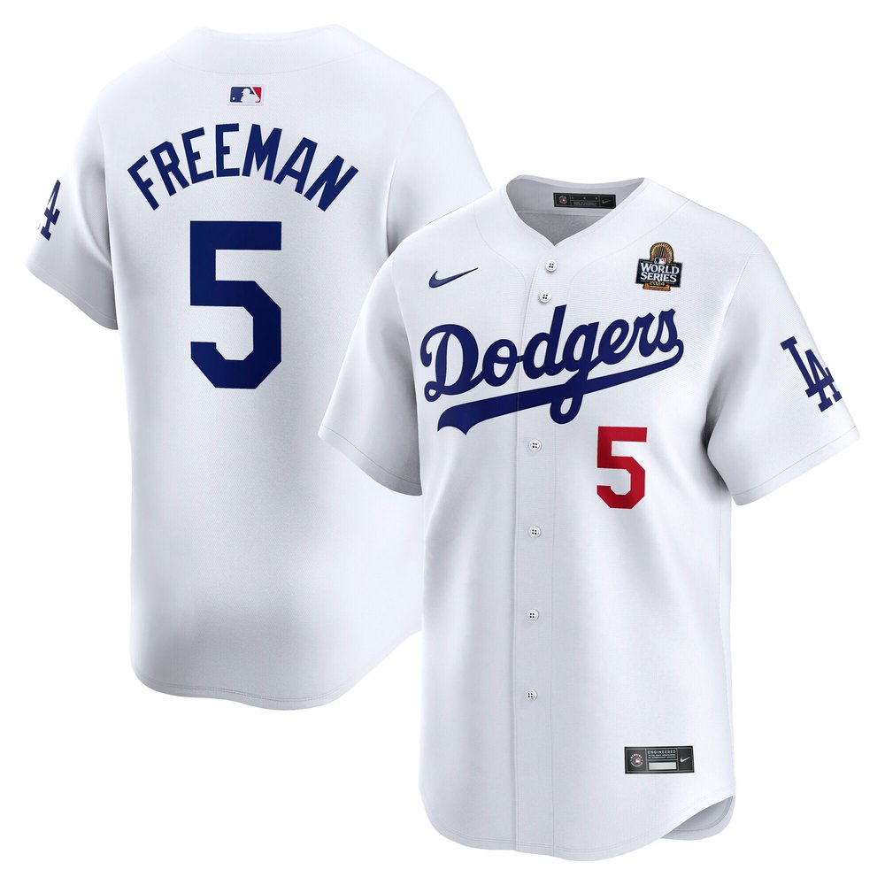 Men's Los Angeles Dodgers Freddie Freeman Nike White 2024 World Series Home Limited Player Jersey Men's Los Angeles Dodgers Freddie Freeman Nike White 2024 World Series Home Limited Player Jersey