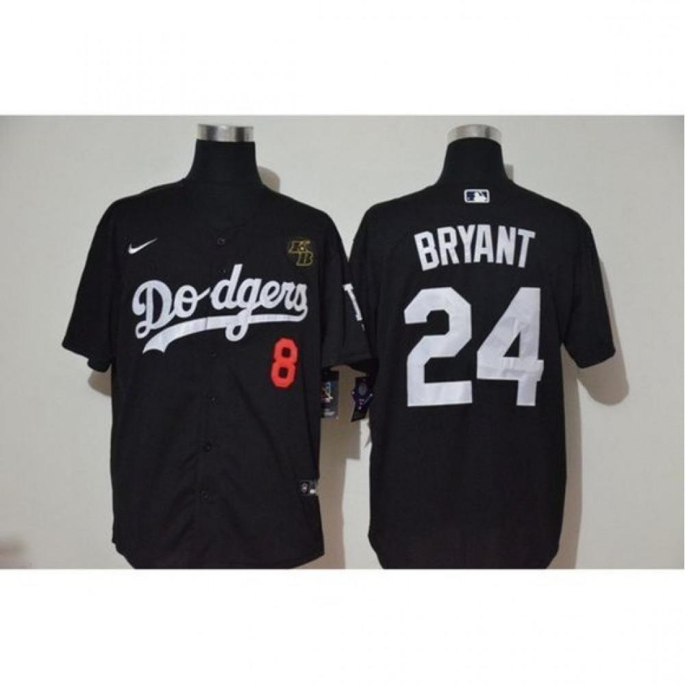 Men's Los Angeles Dodgers Front #8 Back #24 Kobe Bryant Black 2020 KB Patch Cool Base Stitched Jersey Men's Los Angeles Dodgers Front #8 Back #24 Kobe Bryant Black 2020 KB Patch Cool Base Stitched Jersey