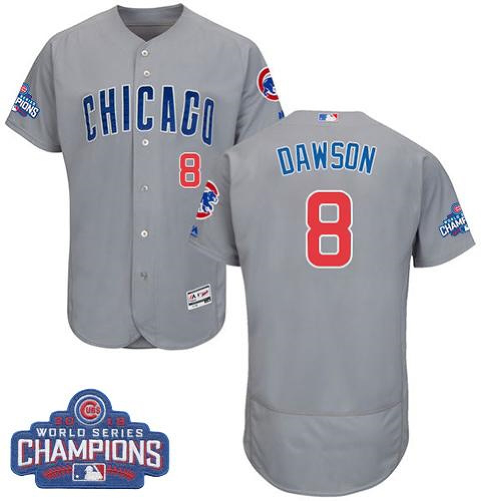 Cubs #8 Andre Dawson Grey Flexbase Authentic Collection Road 2016 World Series Champions Stitched MLB Jersey Cubs #8 Andre Dawson Grey Flexbase Authentic Collection Road 2016 World Series Champions Stitched MLB Jersey