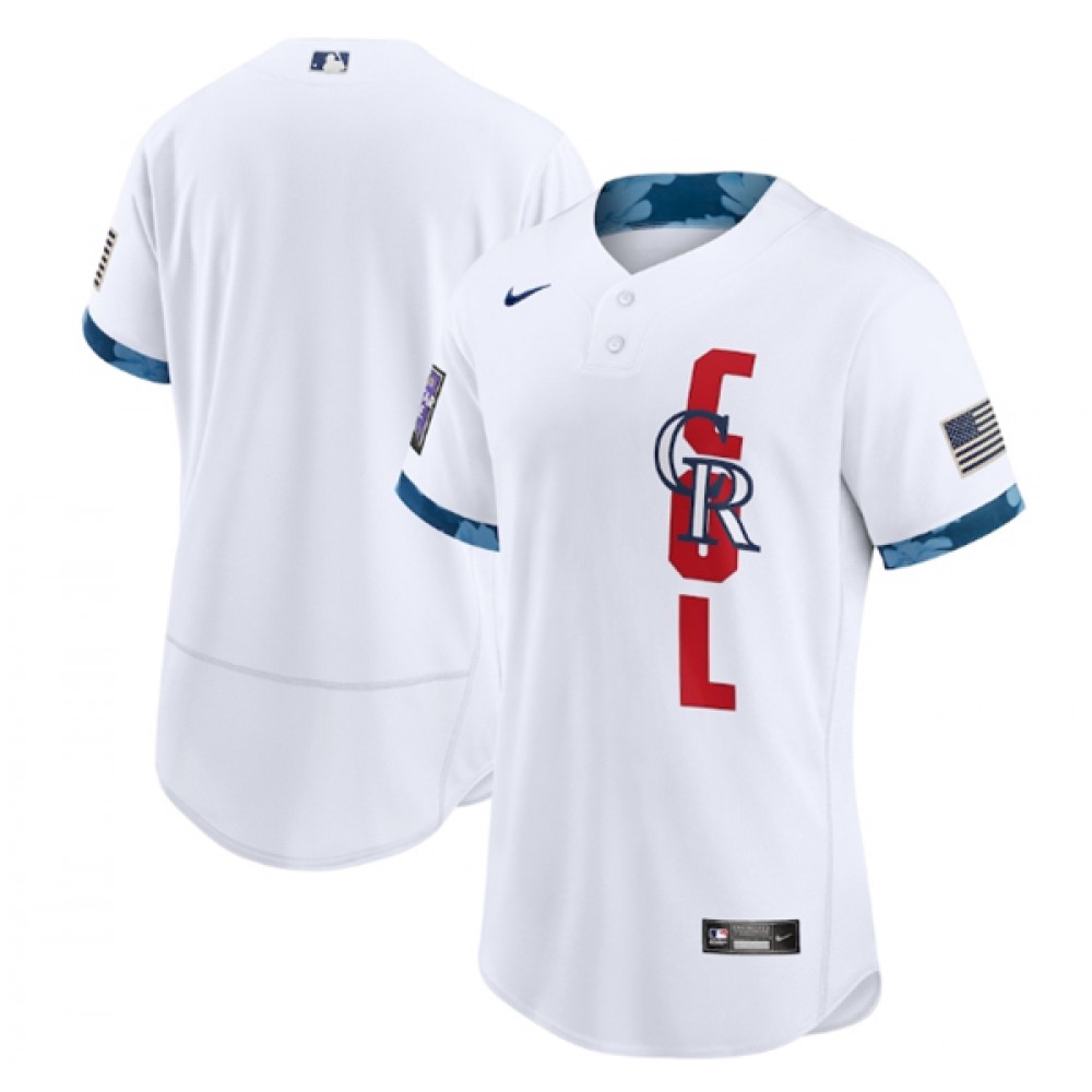 Men's Colorado Rockies Blank 2021 White All-Star Flex Base Stitched MLB Jersey Men's Colorado Rockies Blank 2021 White All-Star Flex Base Stitched MLB Jersey