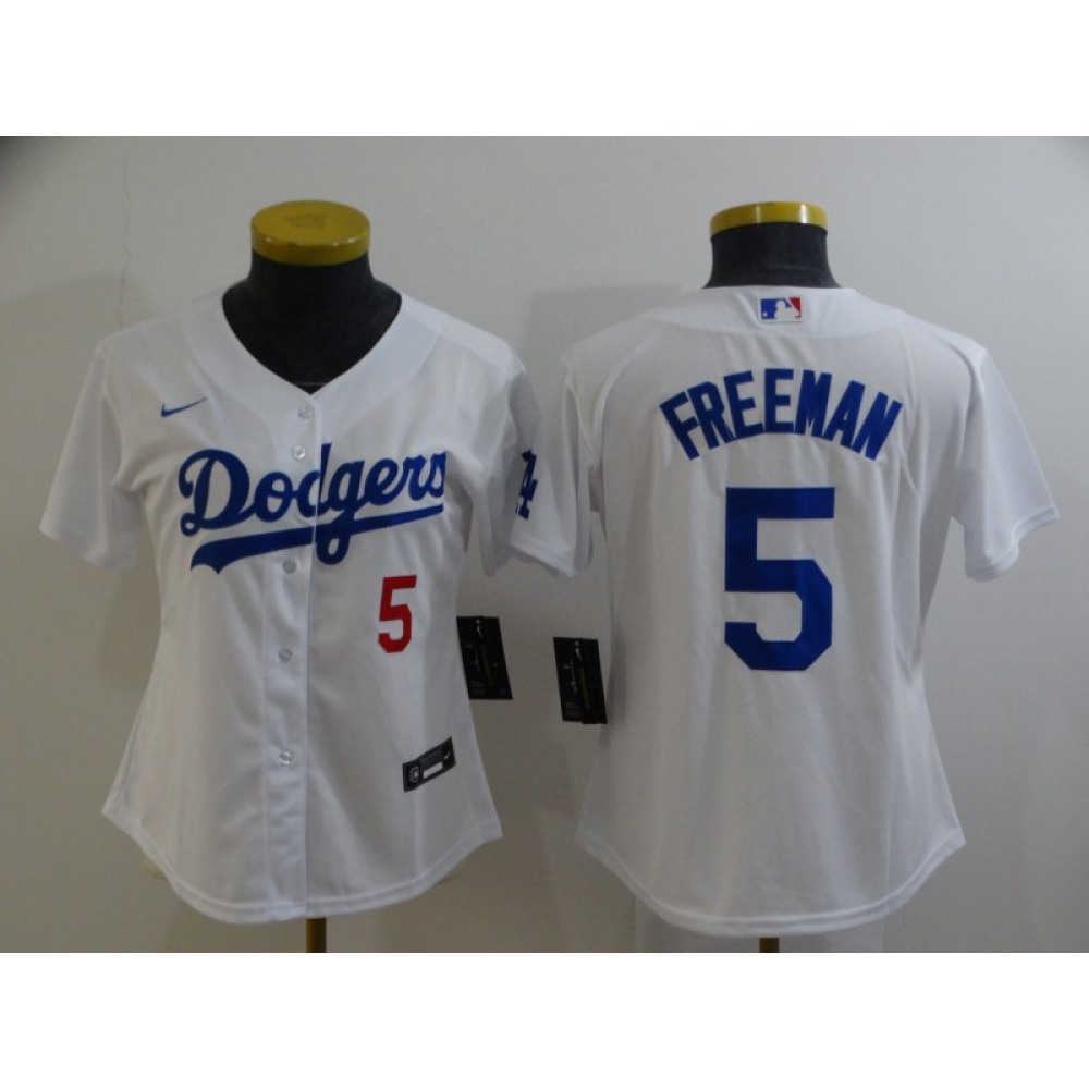 Women's Los Angeles Dodgers #5 Freddie Freeman White Cool Base Stitched Baseball Jersey(Run Small) Women's Los Angeles Dodgers #5 Freddie Freeman White Cool Base Stitched Baseball Jersey(Run Small)