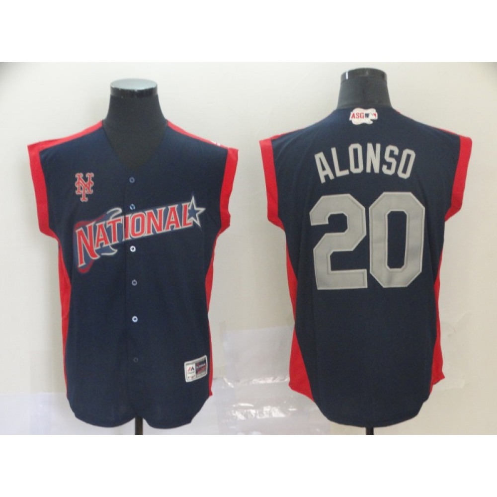 National League #20 Pete Alonso Navy 2019 MLB All-Star Game Workout Jersey National League #20 Pete Alonso Navy 2019 MLB All-Star Game Workout Jersey