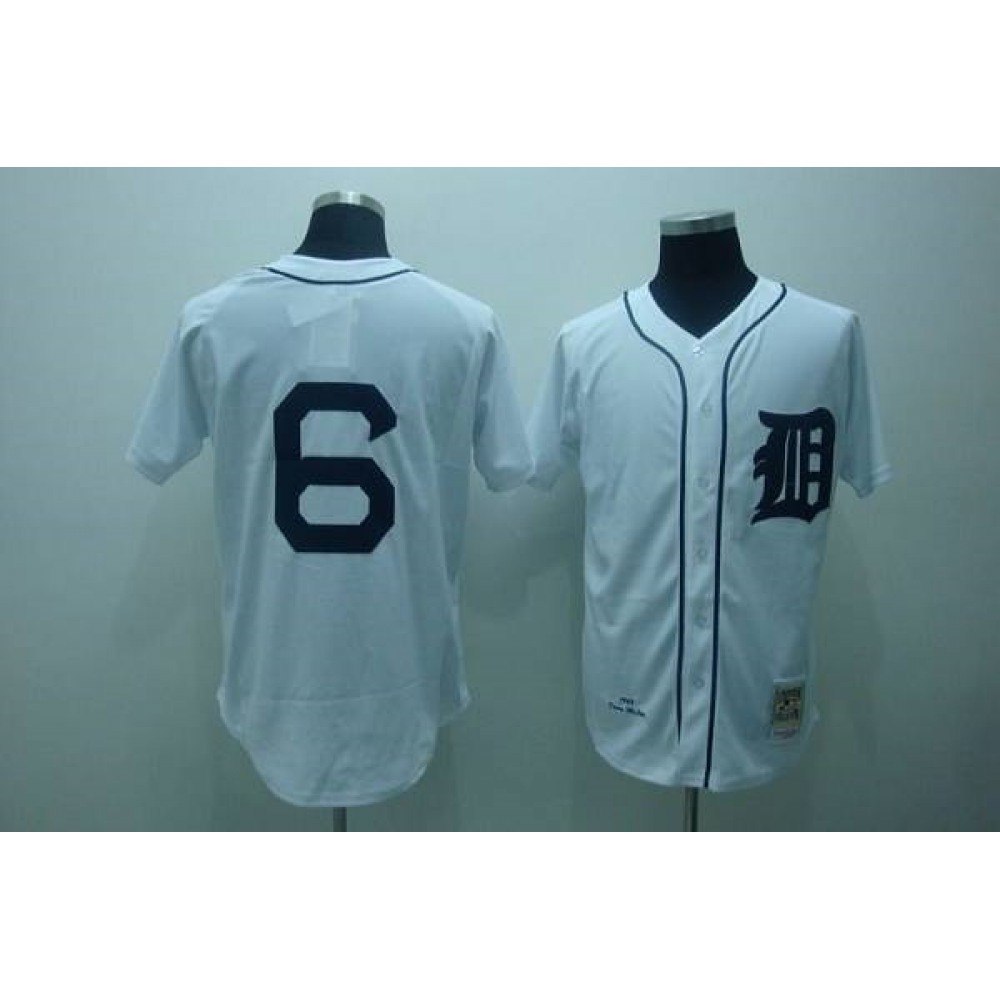 Mitchell and Ness Tigers #6 Al Kaline Stitched White Throwback MLB Jersey