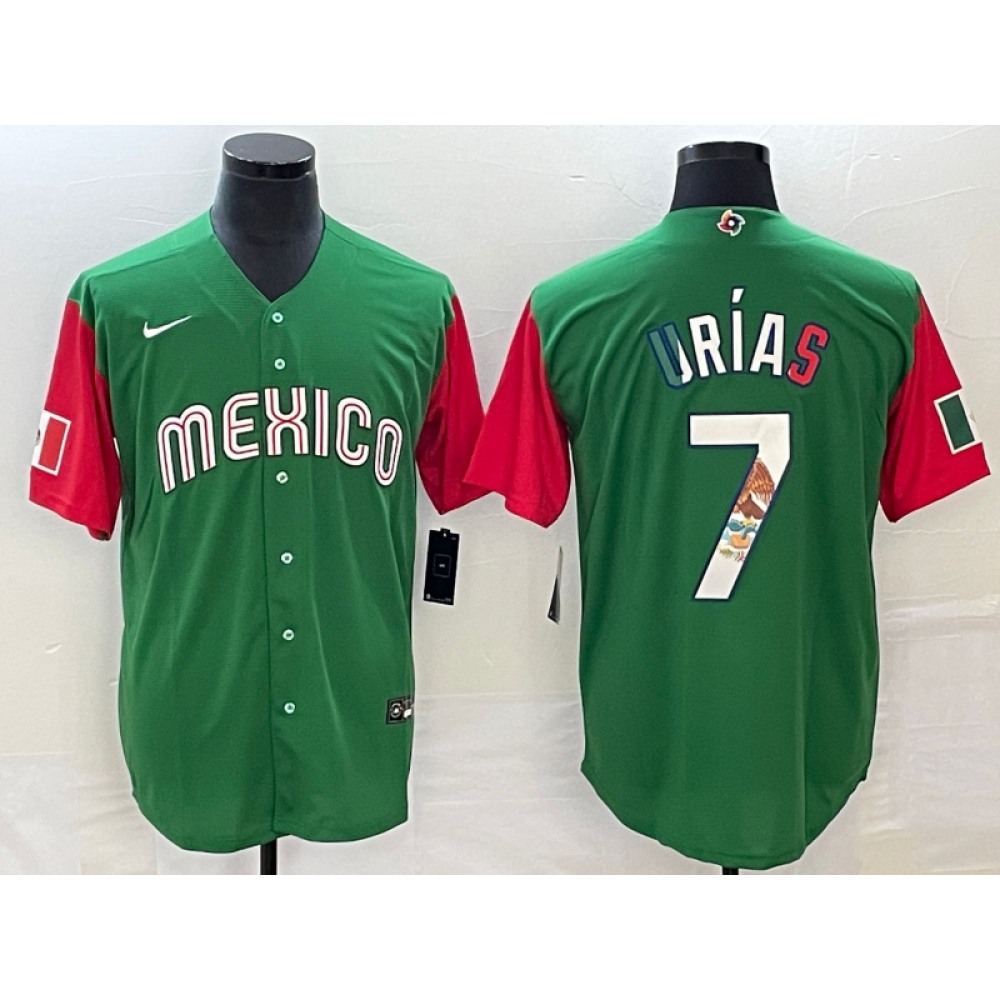 Men's Mexico Baseball #7 Julio Urias 2023 Green World Baseball Classic Stitched Jersey Men's Mexico Baseball #7 Julio Urias 2023 Green World Baseball Classic Stitched Jersey
